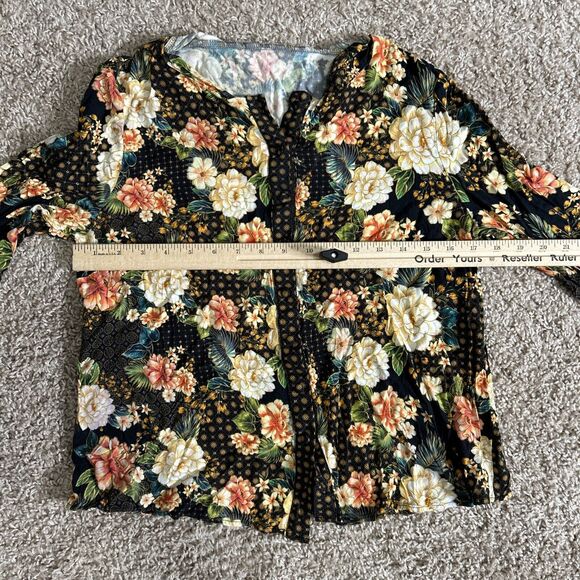 FARM Rio Siobhan Blouse size S Flare Sleeve Floral Button Top Boho Anthropologie - Picture 12 of 15